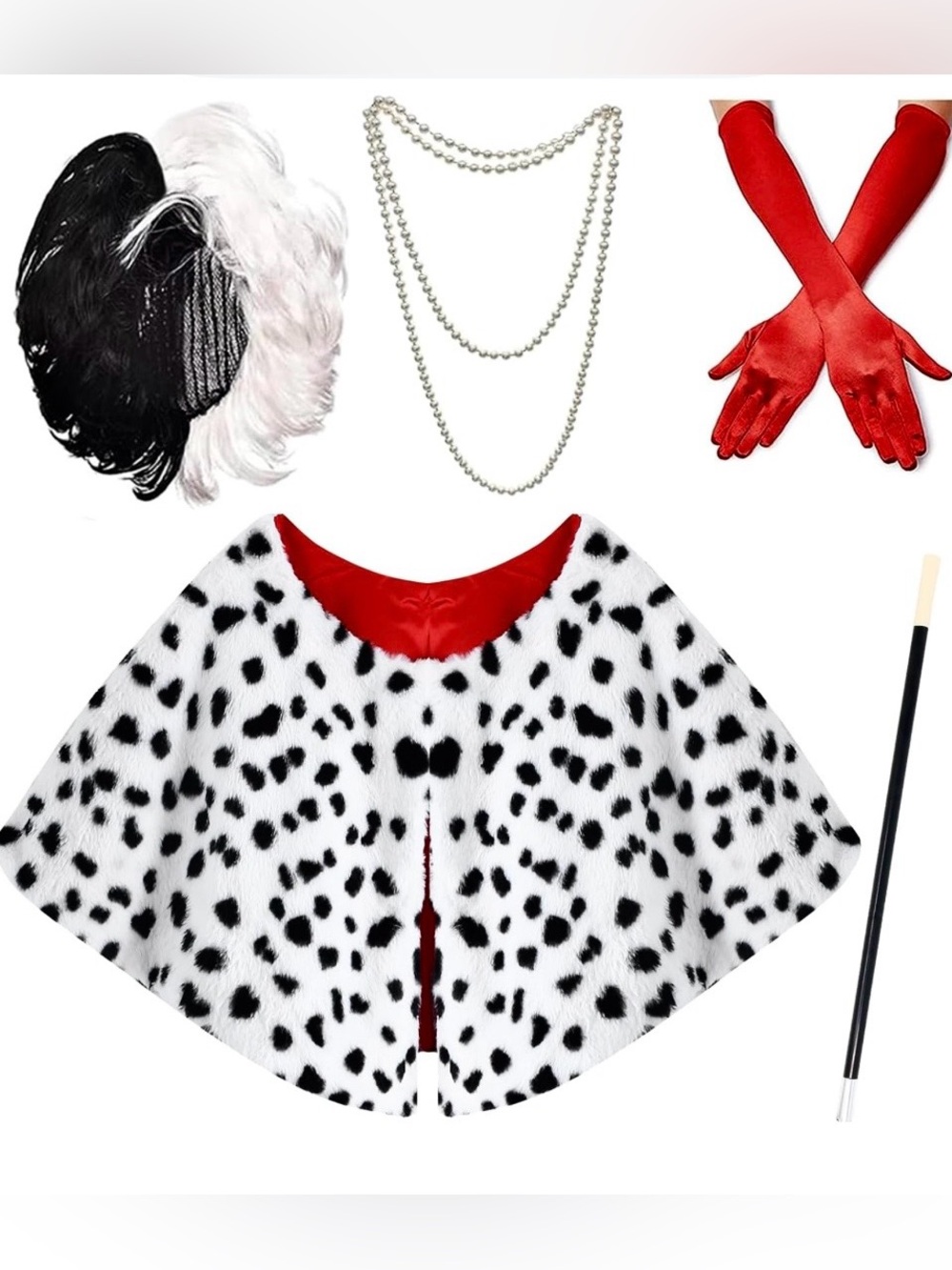 Cruella Deville Halloween Costume for Women 101 Dalmation NWOT